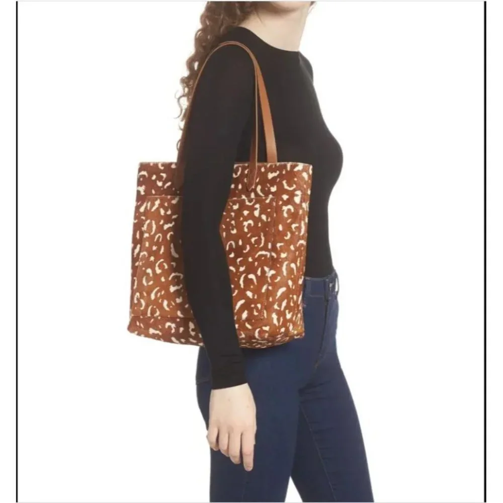 MADEWELL Calf Hair Medium Transport Tote Pecan NEW - Picture 2 of 10
